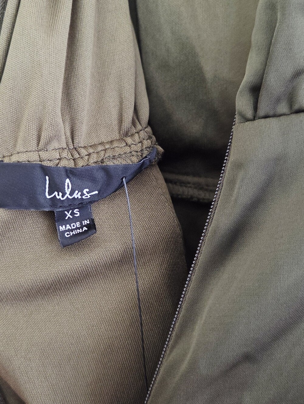 Lulus Classic Elegance Olive Green Satin Sleeveless Mock Neck Jumpsuit XS - Picture 6 of 6